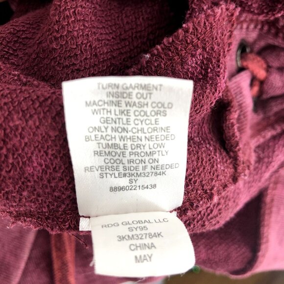 Madden NYC Burgundy Lace-Up Side Hem Sweatshirt - Picture 5 of 7